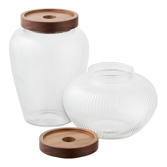 Maya Vorratsdose aus Glas, Glas/Akazie, 2er-Set