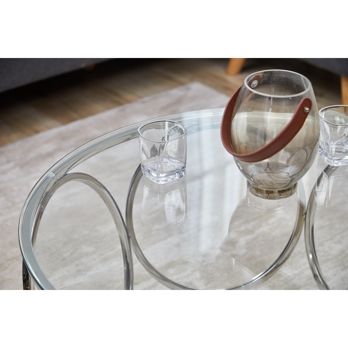 Couchtisch Ø 80 cm Silber/Klarglas