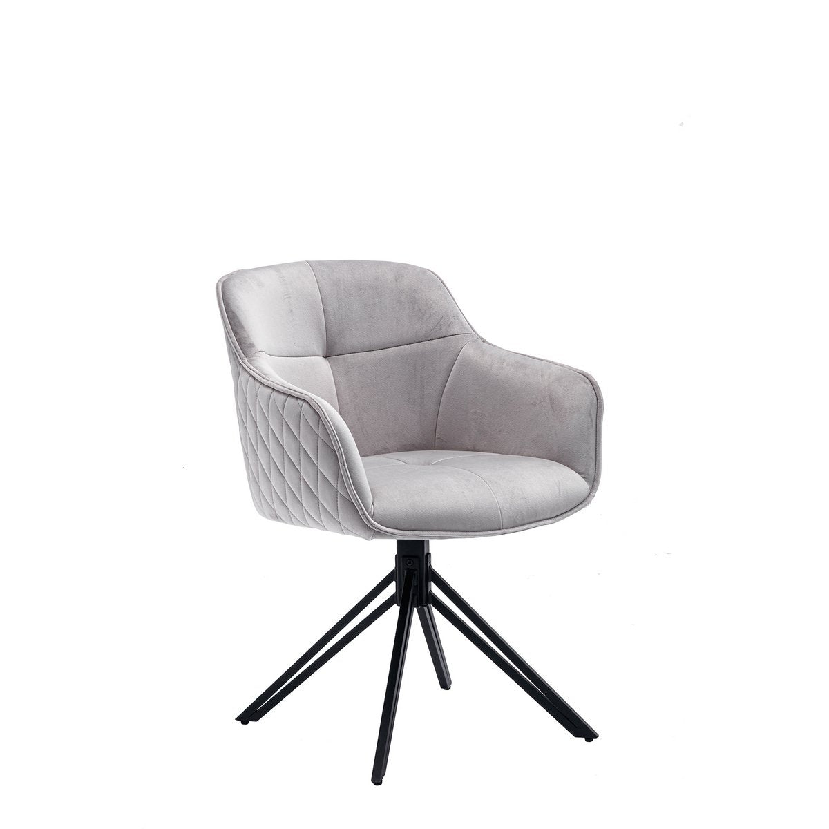 Armchair with honeycomb quilting in light gray