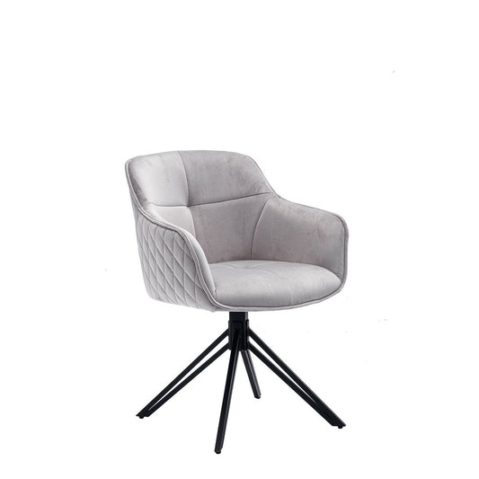 Armchair with honeycomb quilting in light gray