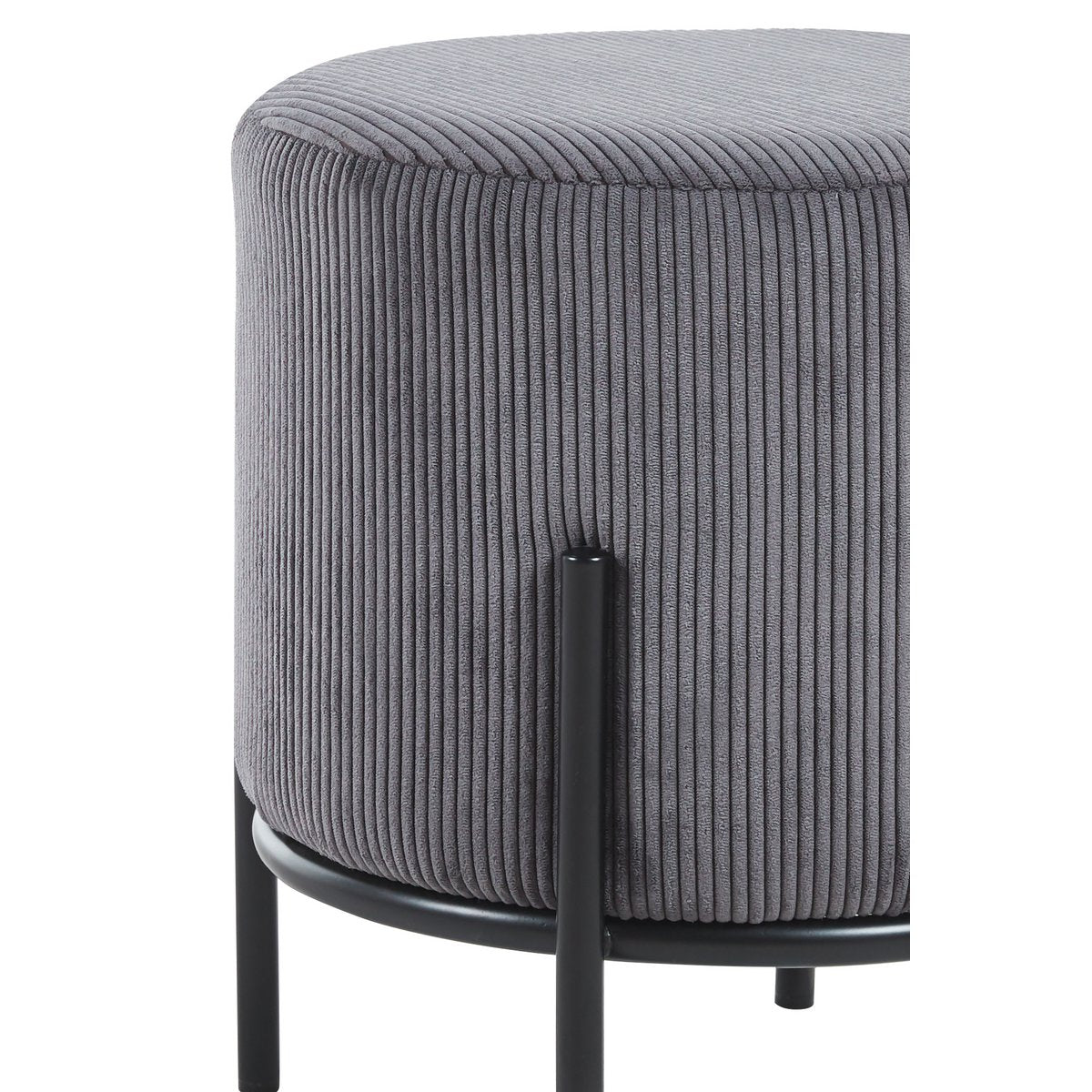 Polsterhocker Ø35 cm Cord Optik Grau