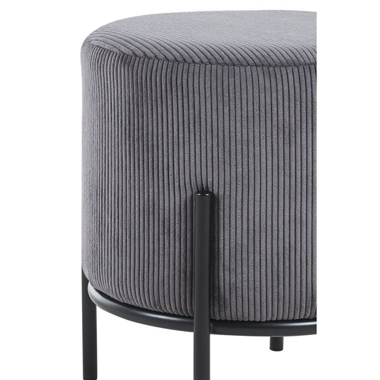 Polsterhocker Ø35 cm Cord Optik Grau