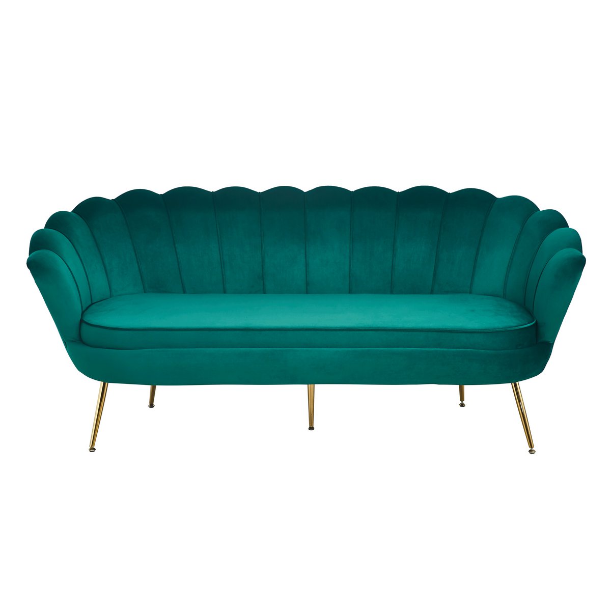 3 seater velvet shell sofa green