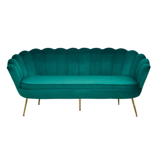 3 seater velvet shell sofa green