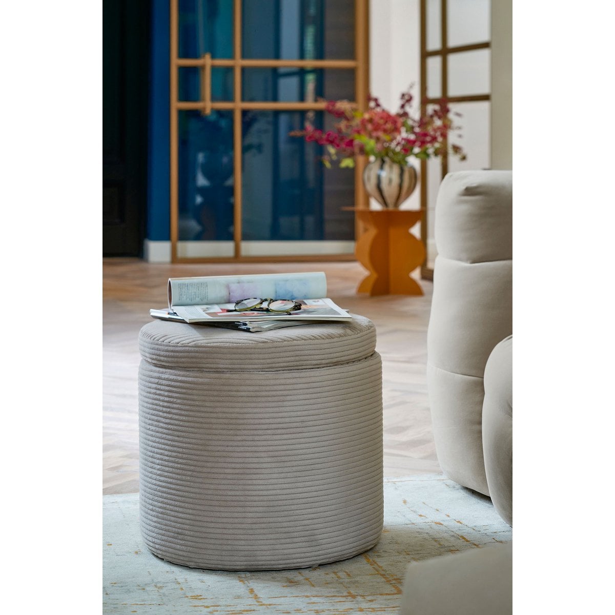 Pouf Pouffe Cremeweiß