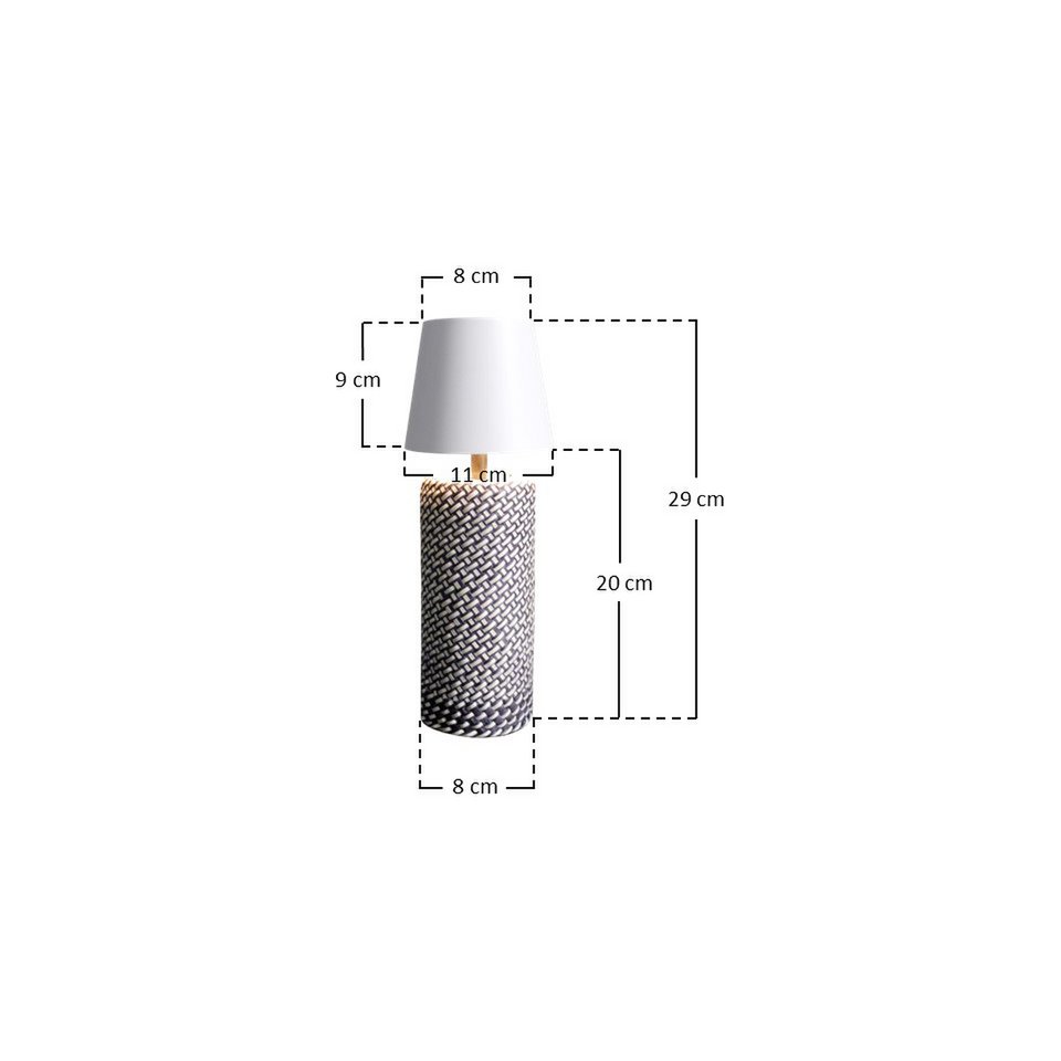 Table lamp black/white 29 cm with LED battery