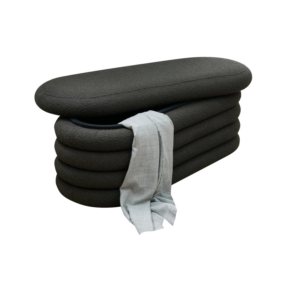 Bouclé Polsterhocker/Bettbank Anthrazit