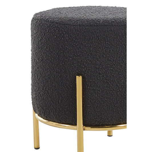 Polsterhocker Ø35 cm Bouclé Stoff Anthrazit