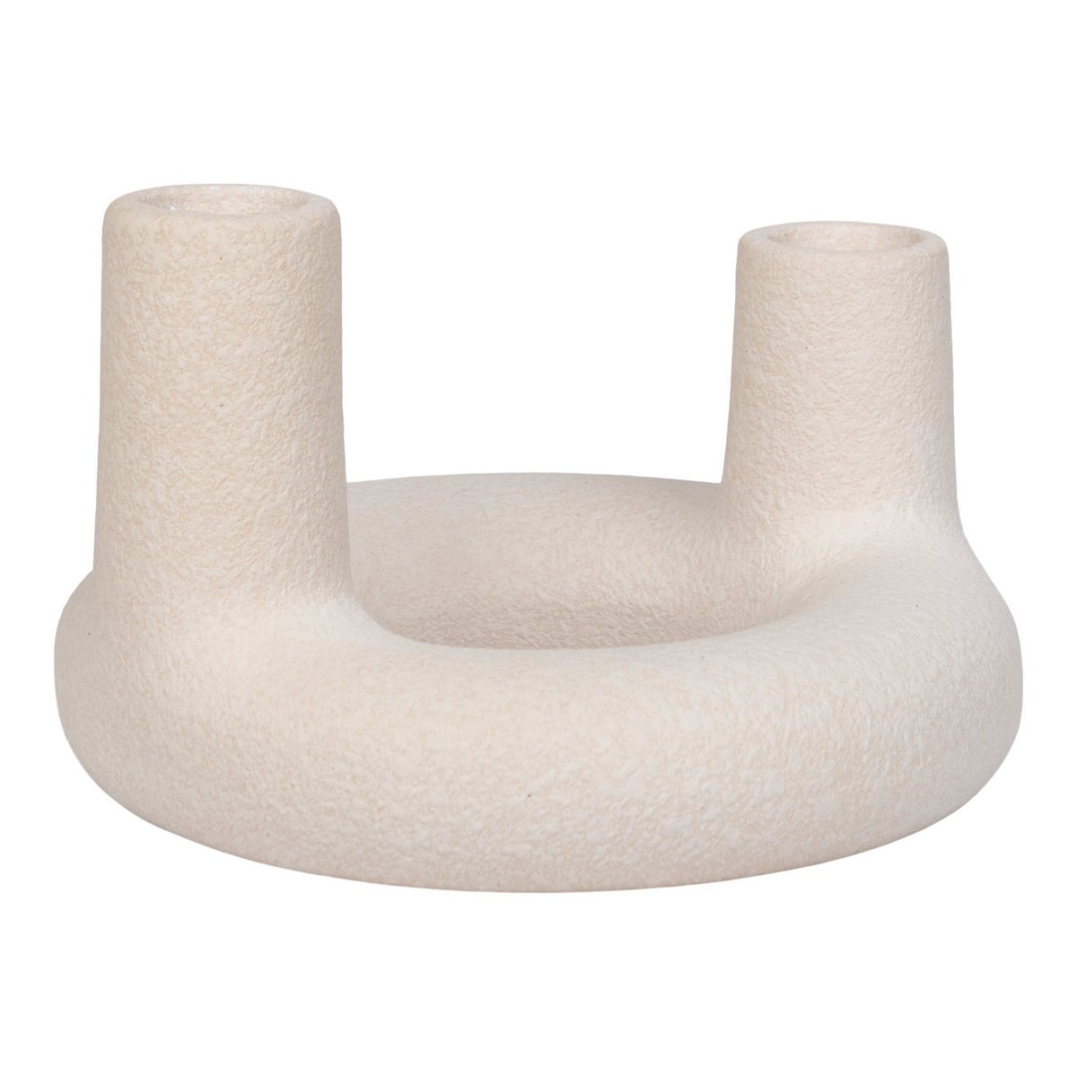 Kerzenhalter - Keramik, Beige - Ø13x8,5 cm