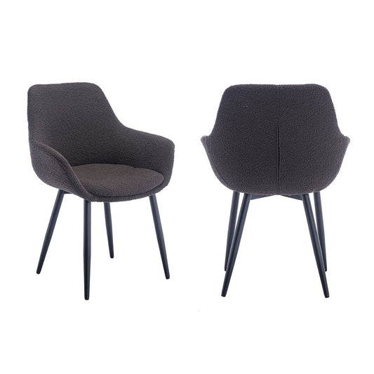 Armchair Bouclé fabric anthracite set of 2