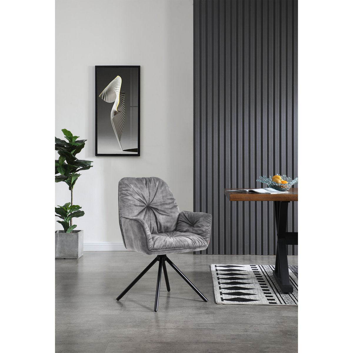 Armchair with 360° swivel function, gray
