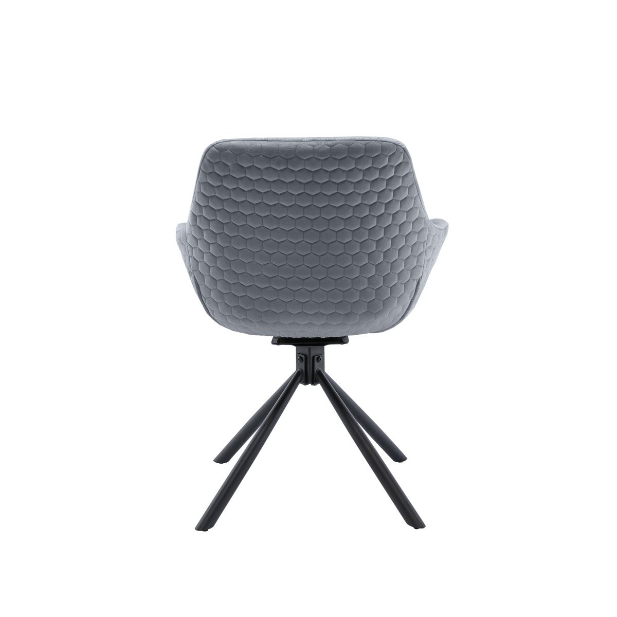 Armchair with honeycomb quilting in gray velvet