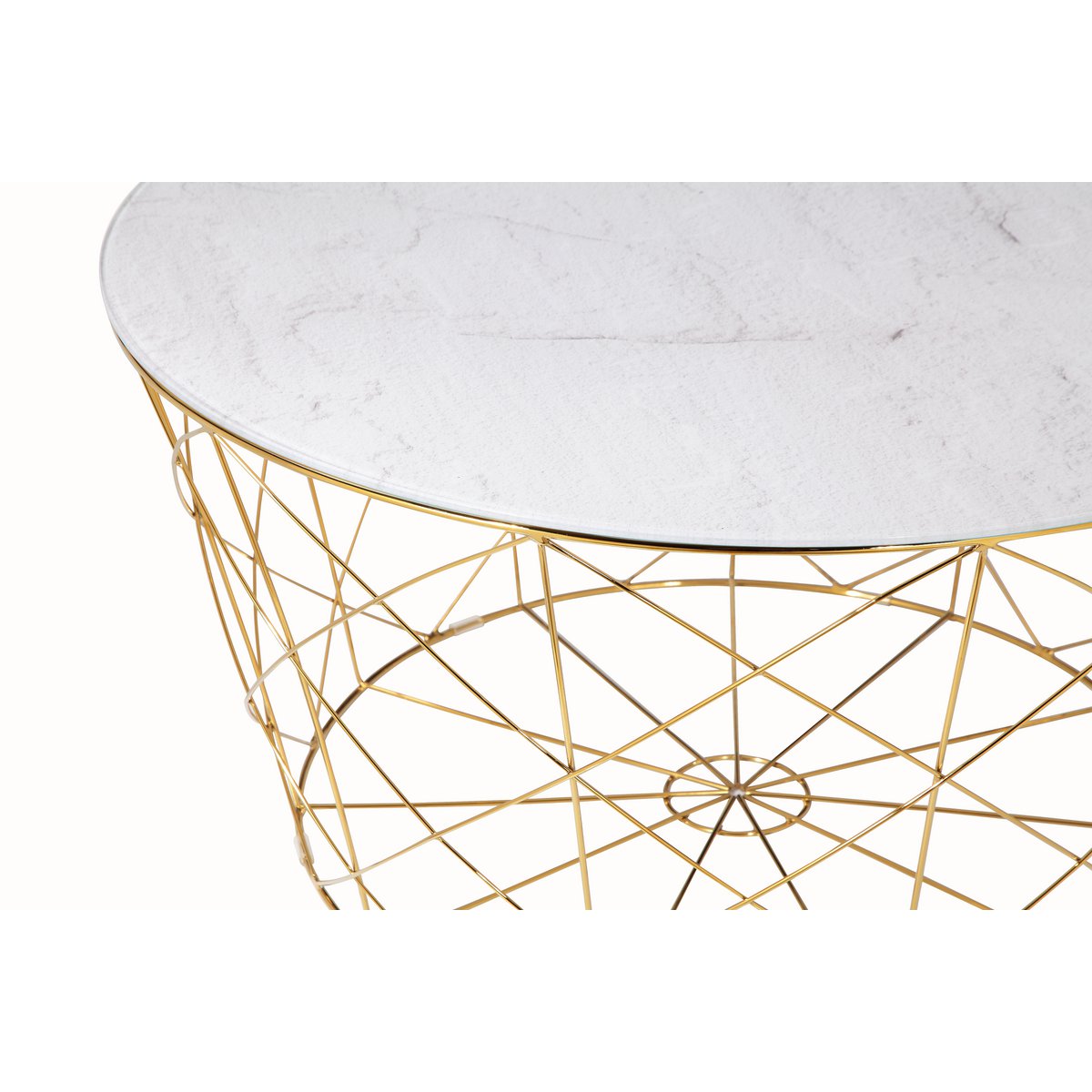 Coffee table with metal basket Ø 80 cm