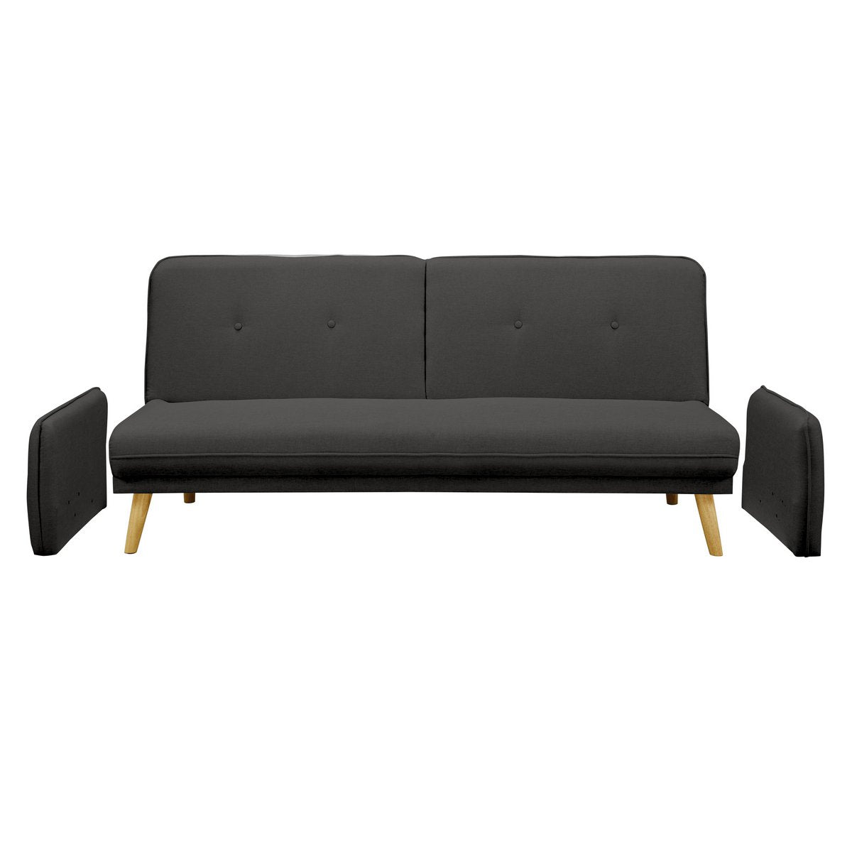 3-seater sofa textured fabric fine dark gray