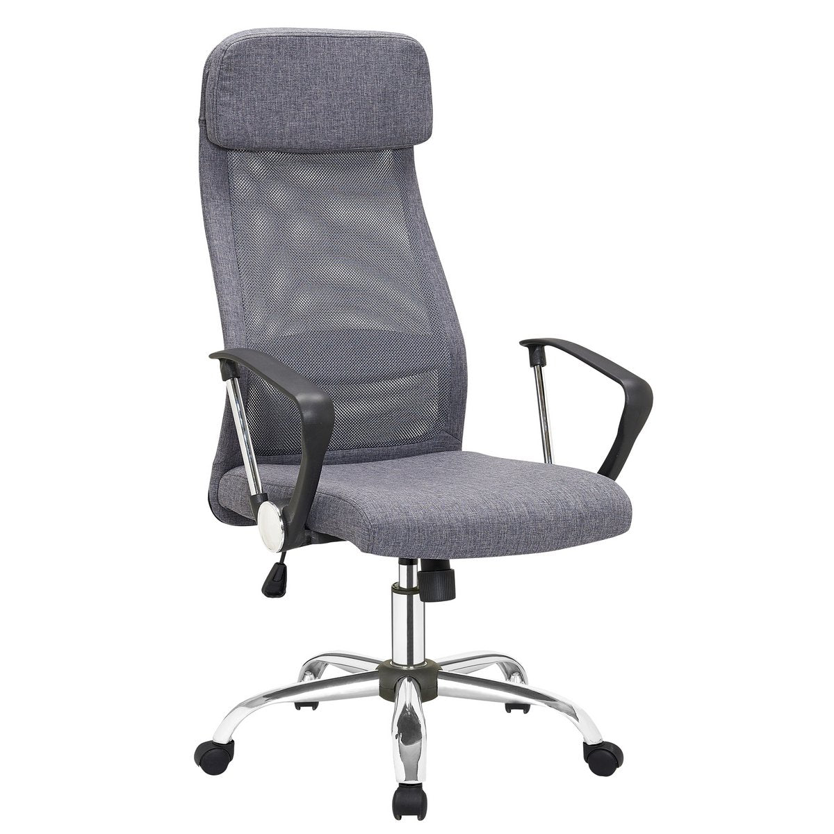 Gray office chair with mesh and fabric upholstery