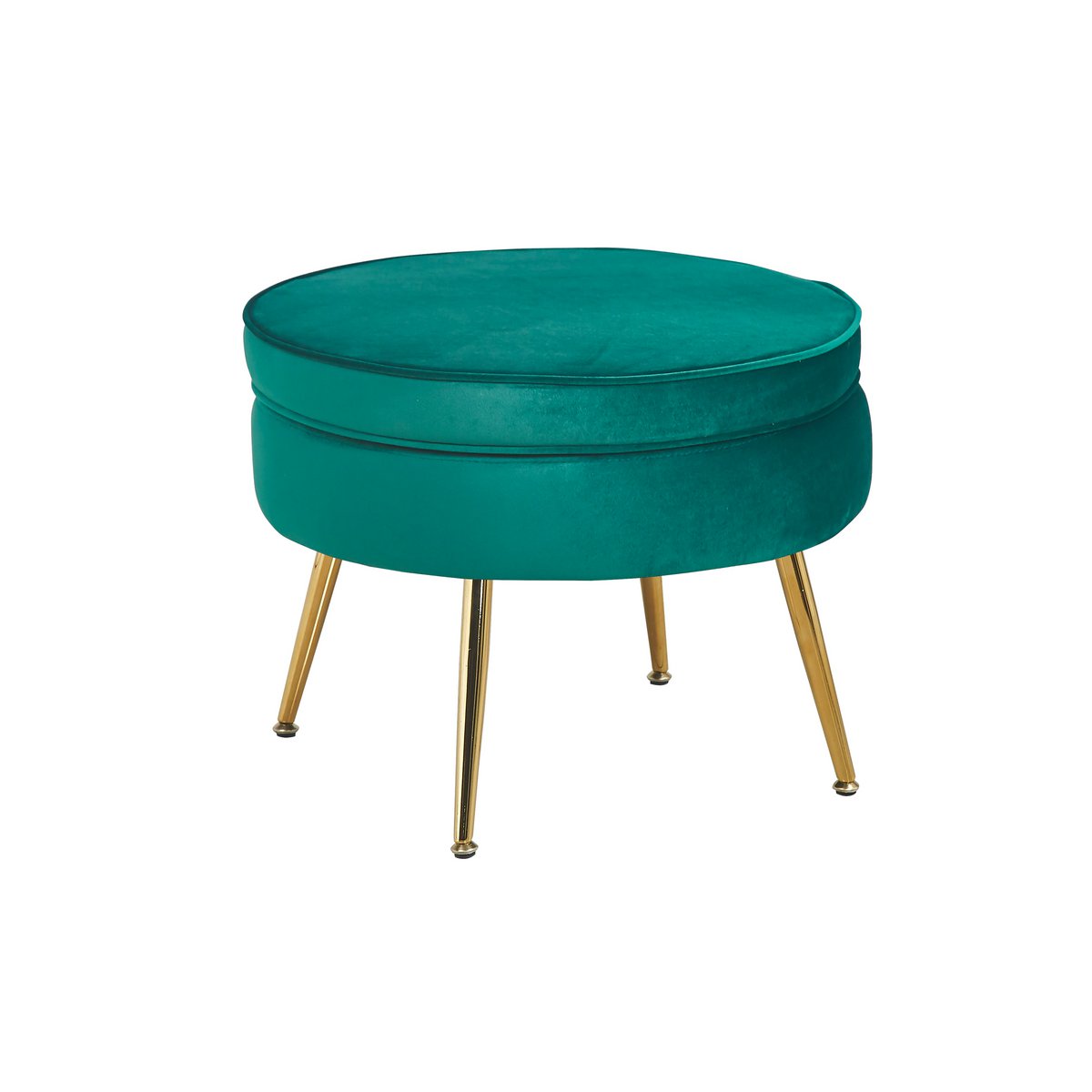 Round velvet pouf green