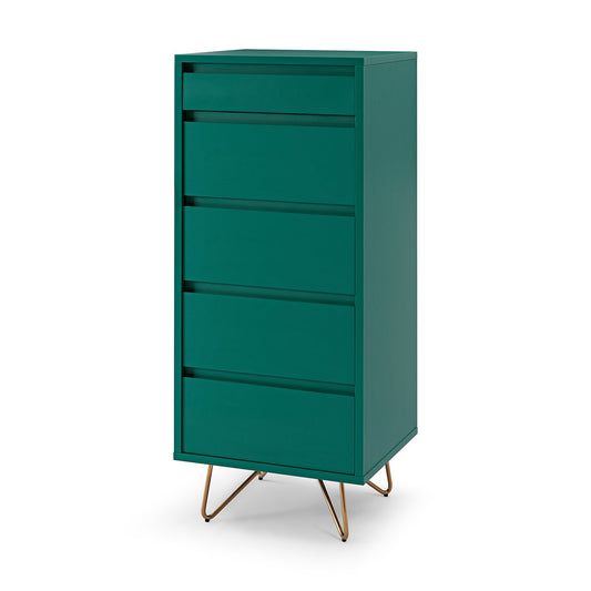 High chest of drawers with 4 drawers and 1 compartment, including mirror