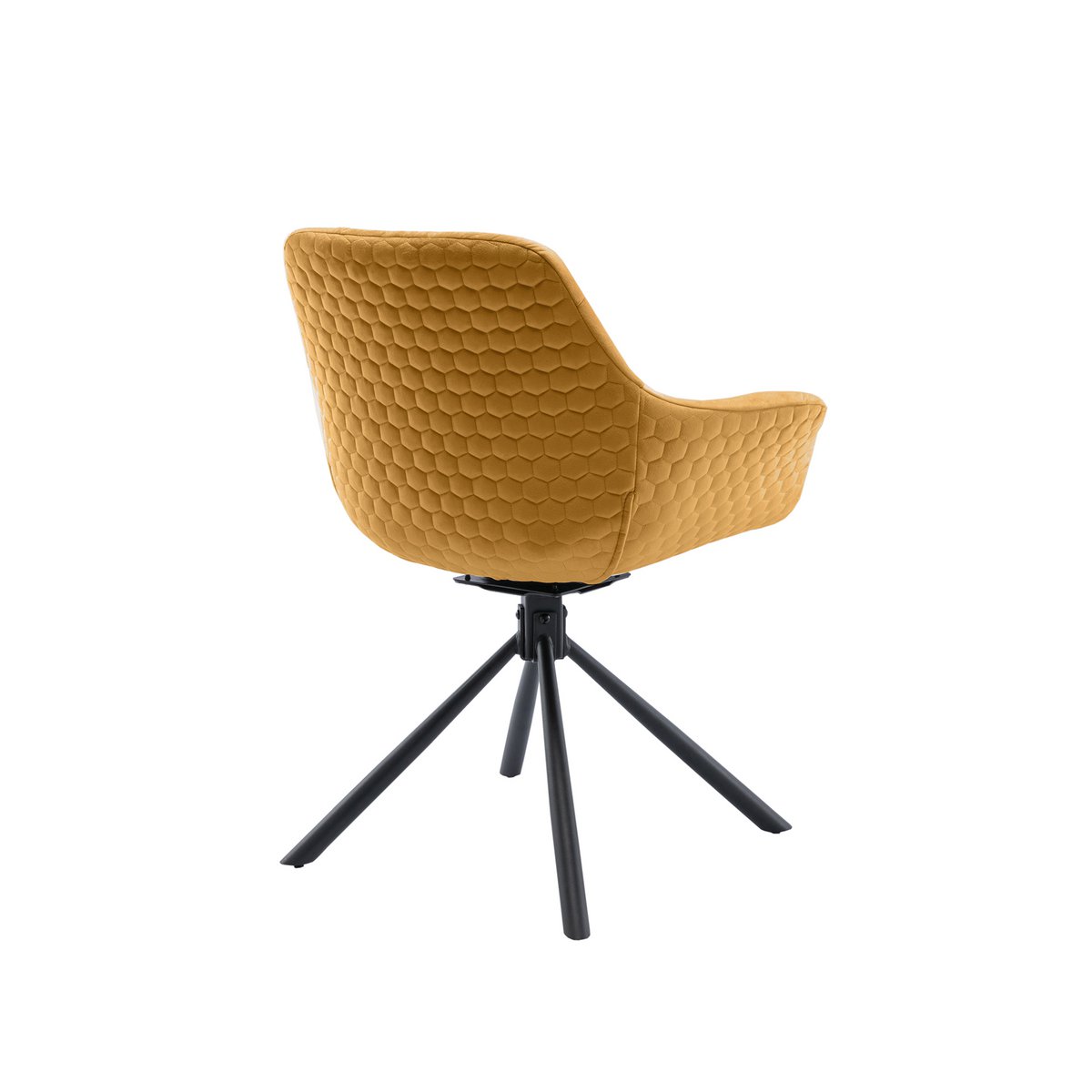 Armchair with honeycomb quilting in mustard yellow velvet