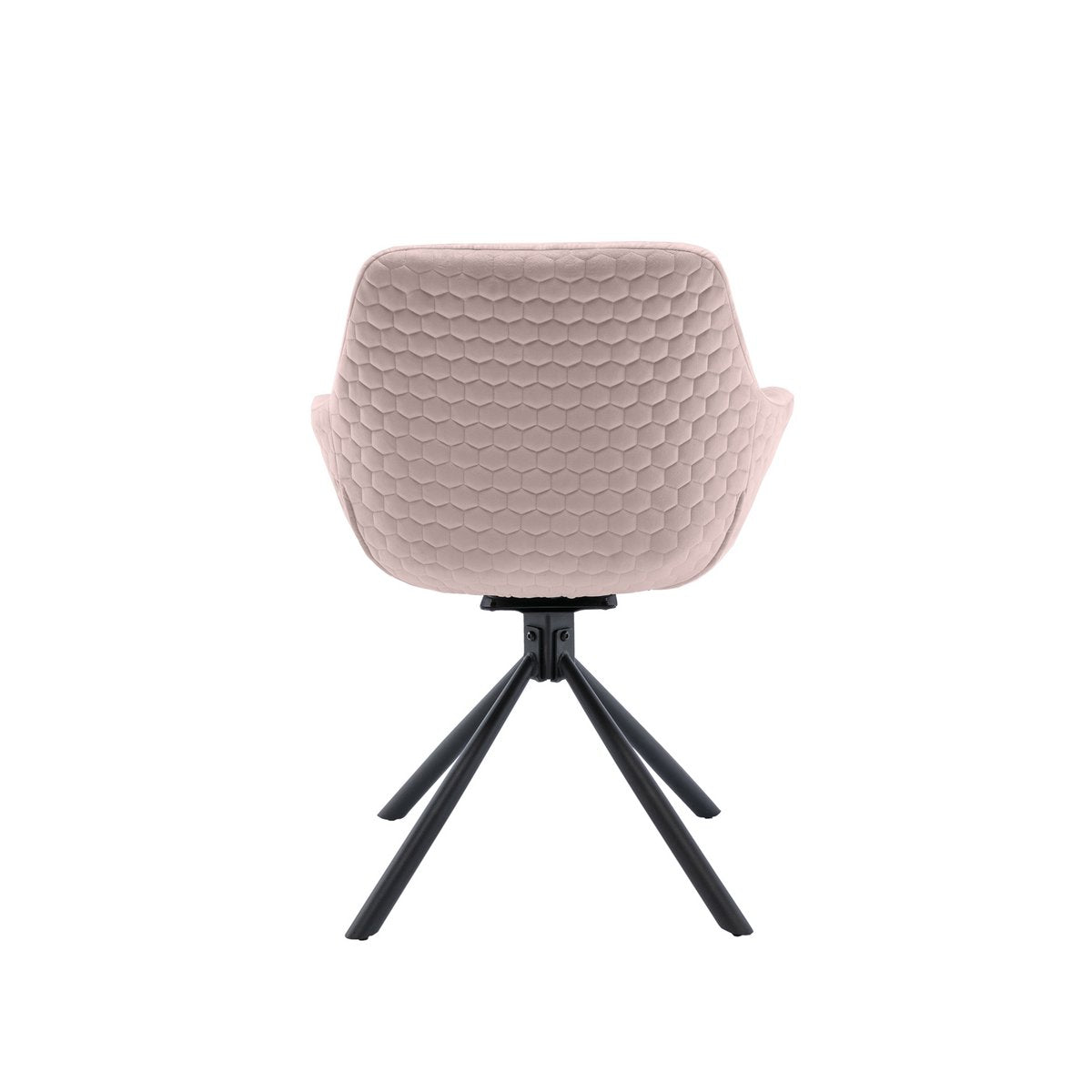Armchair with honeycomb quilting in rose velvet
