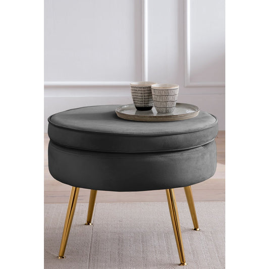 Round pouf in black velvet
