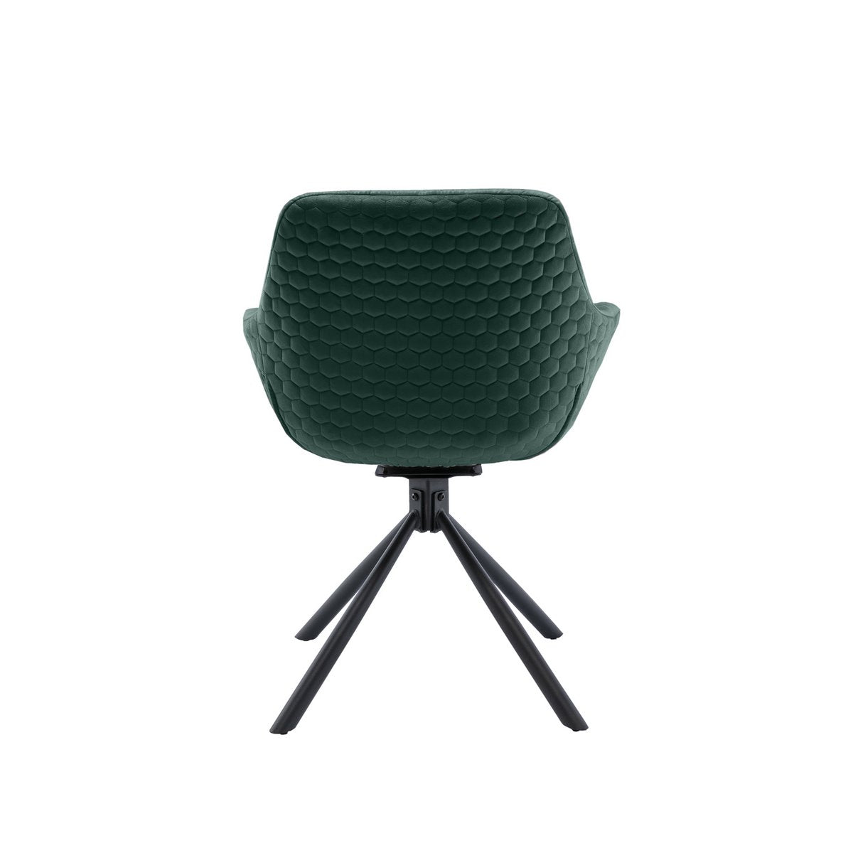 Armchair with honeycomb quilting in fir green velvet