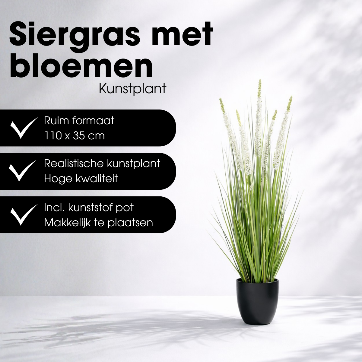 Künstliche Pflanze Ziergras weiß