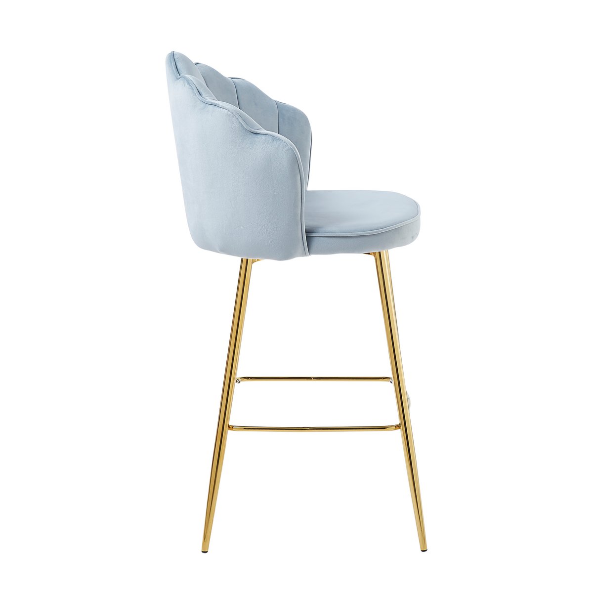Set of 2 shell design bar stools in light gray velvet