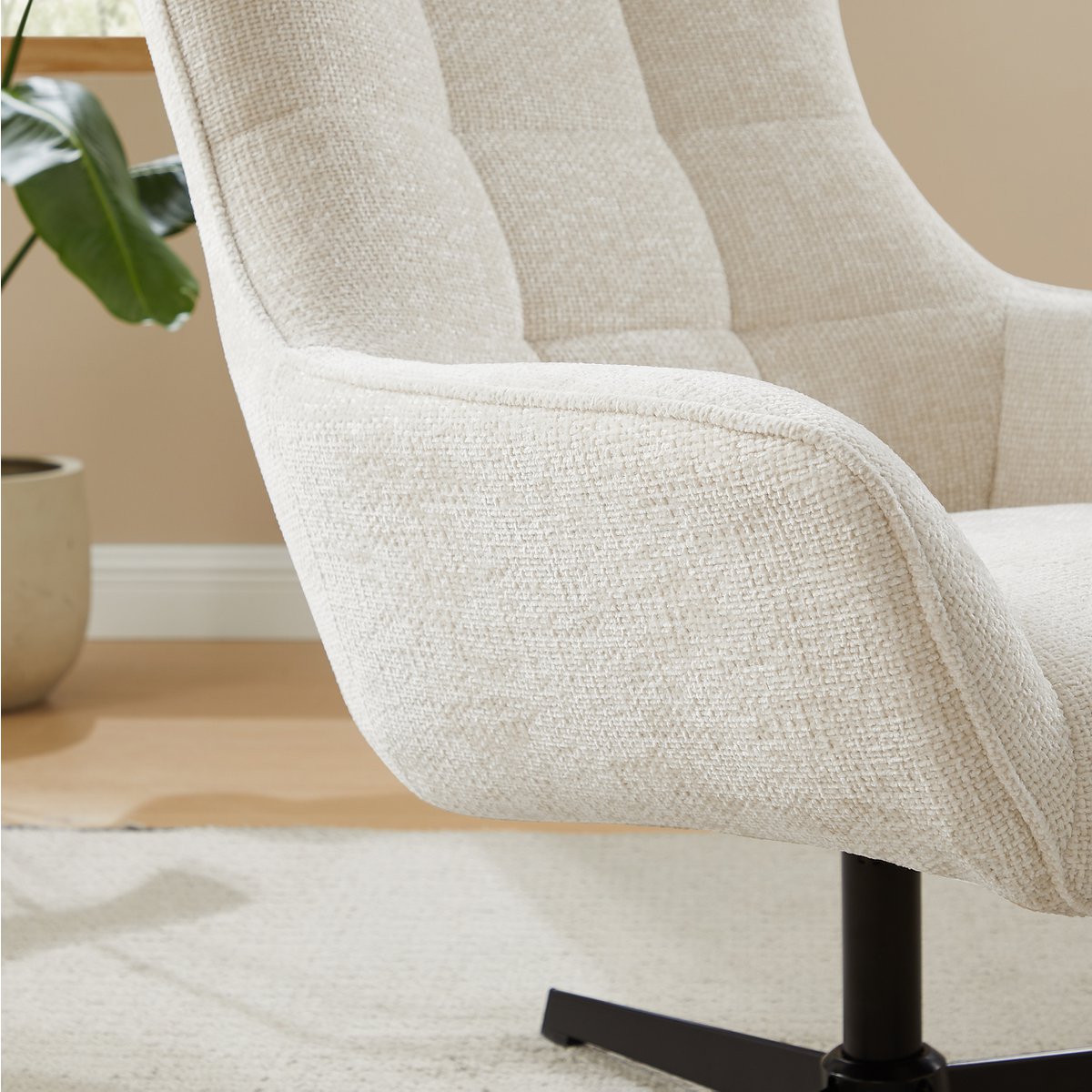 Armchair chenille fabric beige