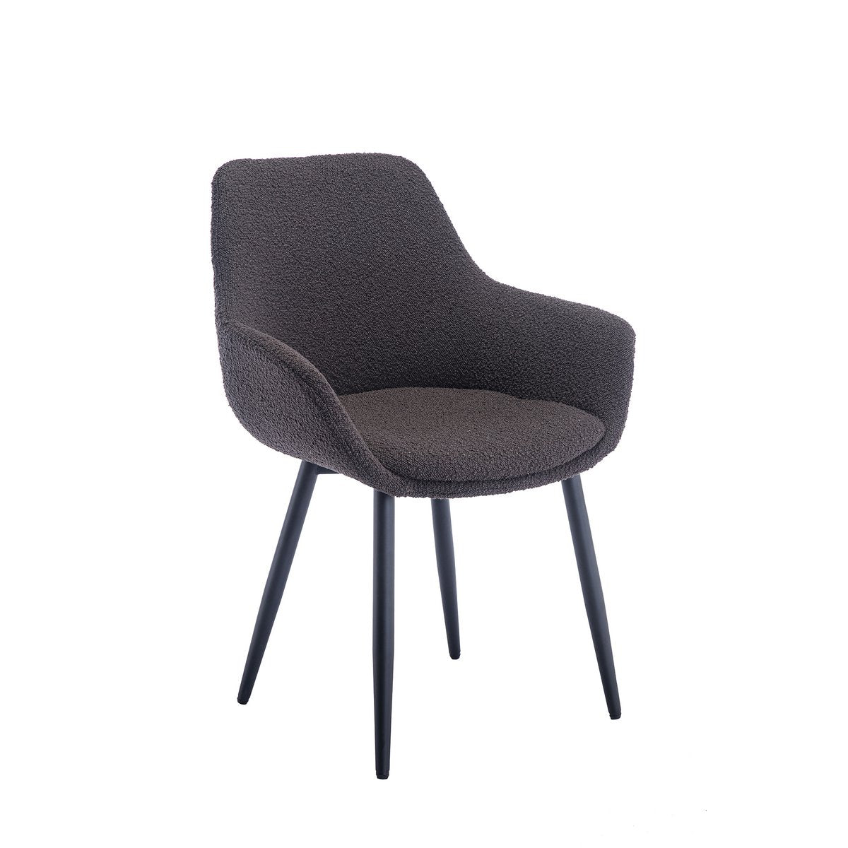 Armchair Bouclé fabric anthracite set of 2