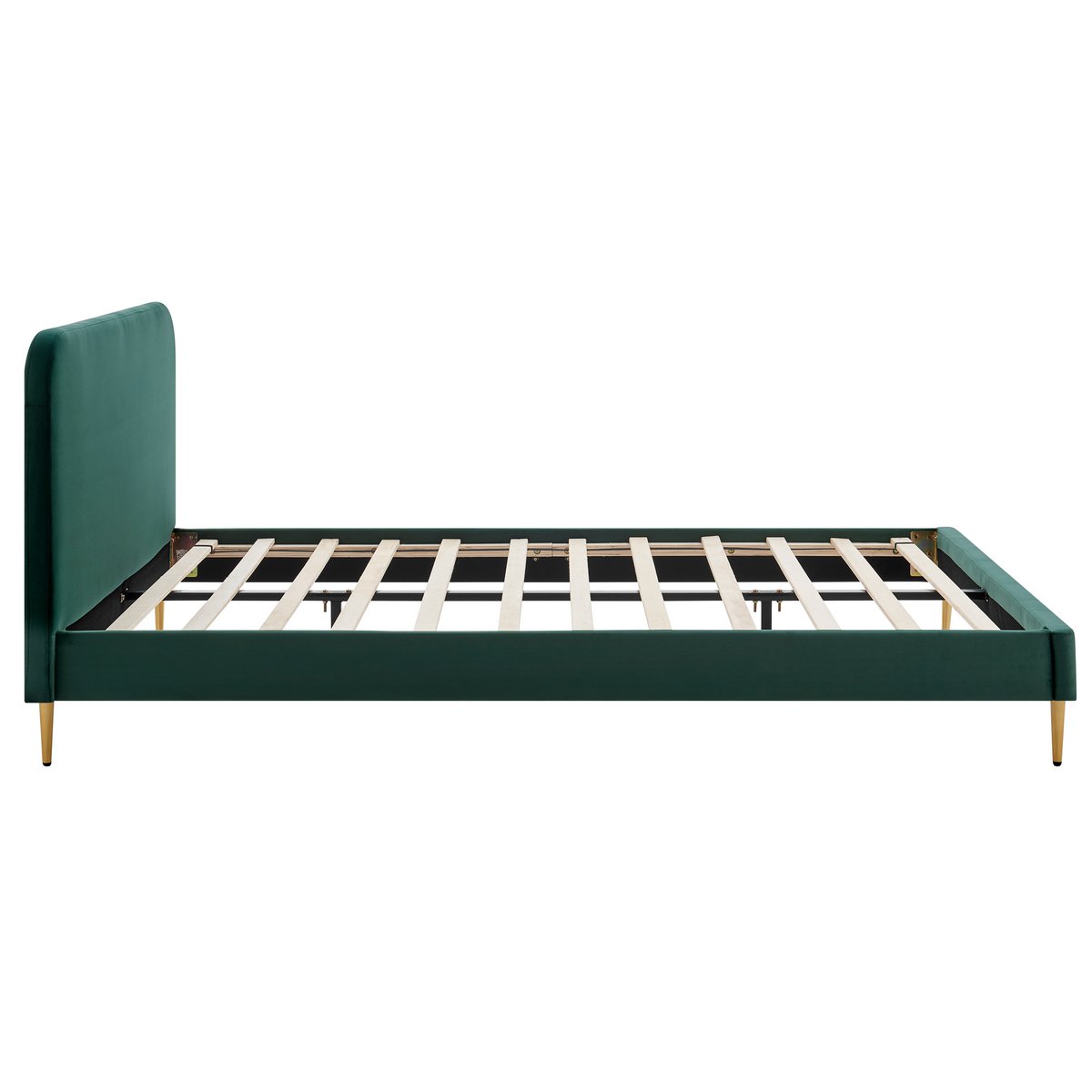 Upholstered bed with velvet cover green 140x200 cm