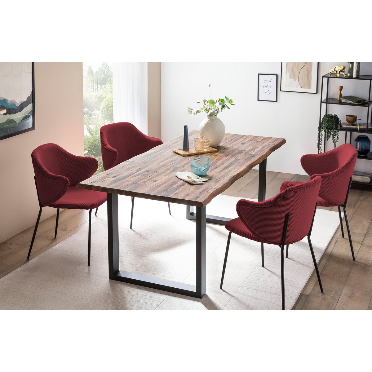 Set of 2 armchairs, berry