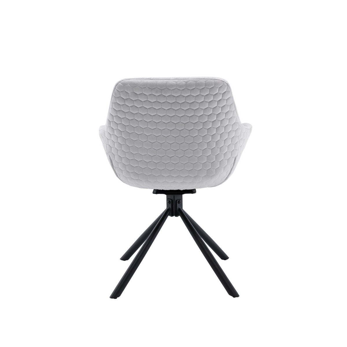 Armchair with honeycomb quilting in light gray velvet
