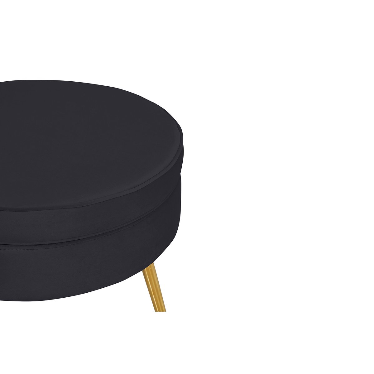 Round pouf in black velvet