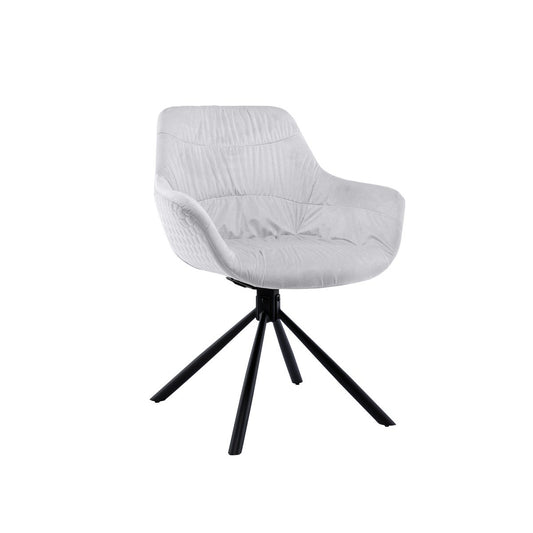 Armchair with honeycomb quilting in light gray velvet