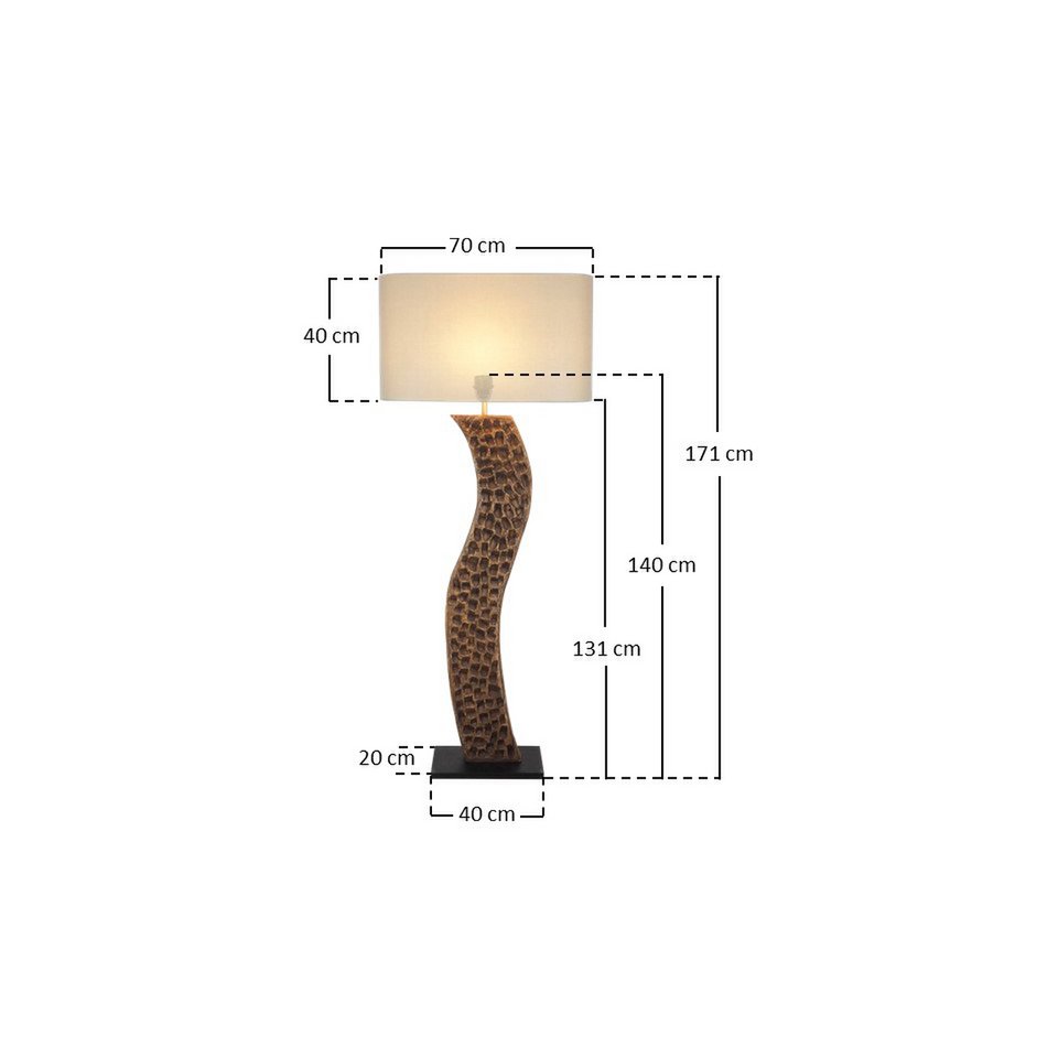 Stehleuchte Akazie/Leinen Natur 171 cm