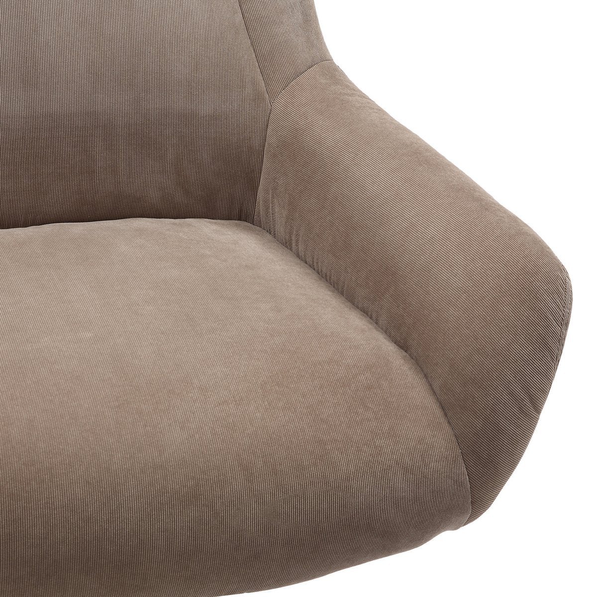 Armchair and stool corduroy look brown