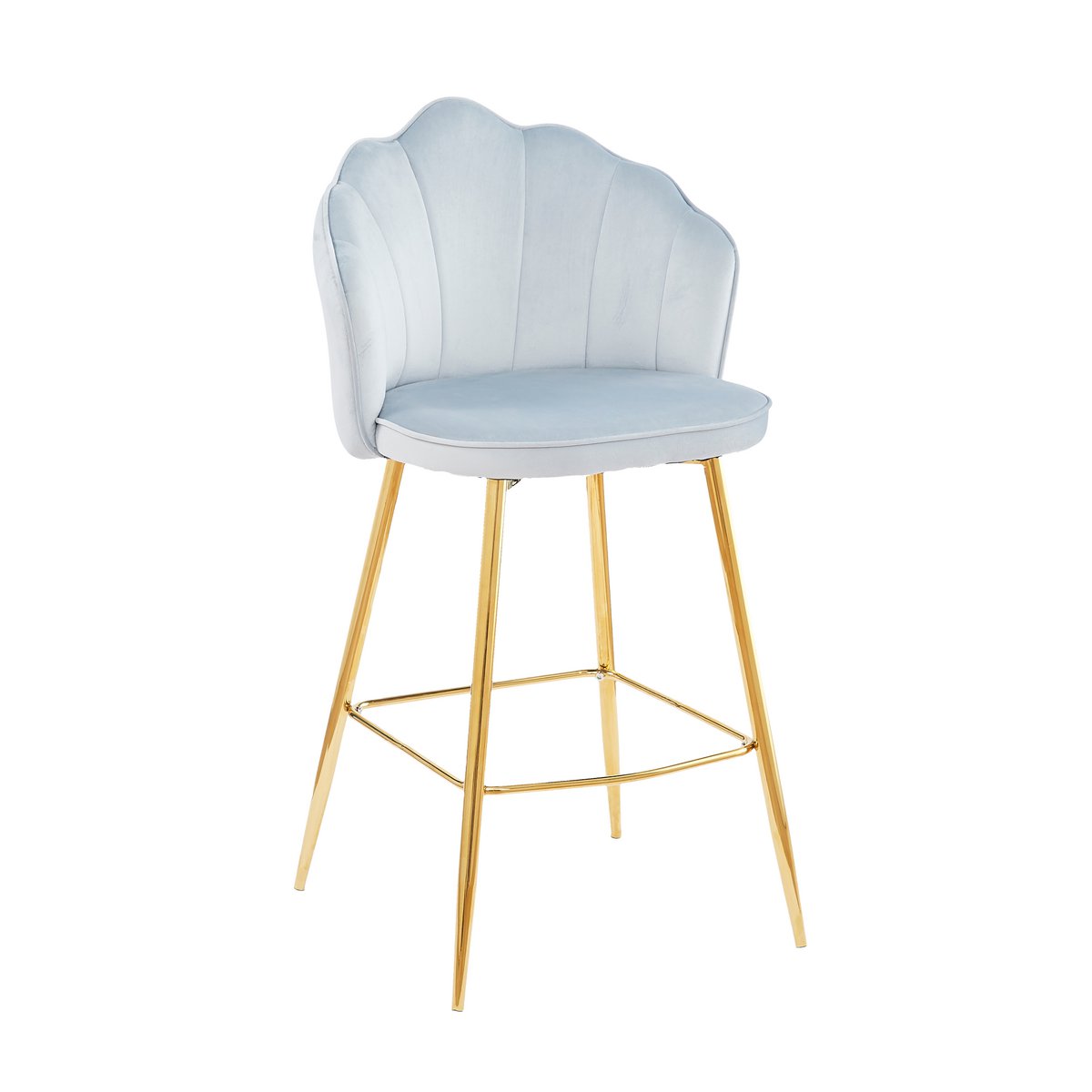 Set of 2 shell design bar stools in light gray velvet