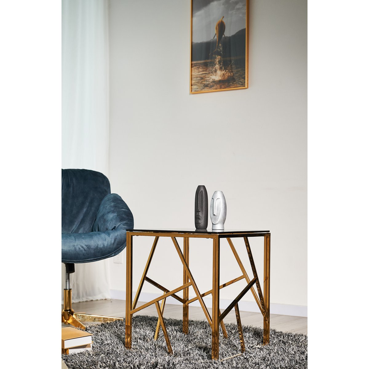 Beistelltisch Gold/Grau 55x55 cm
