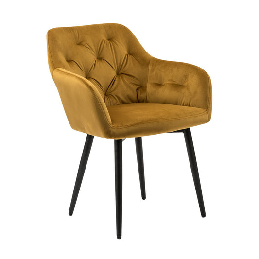 Yellow velvet armchair
