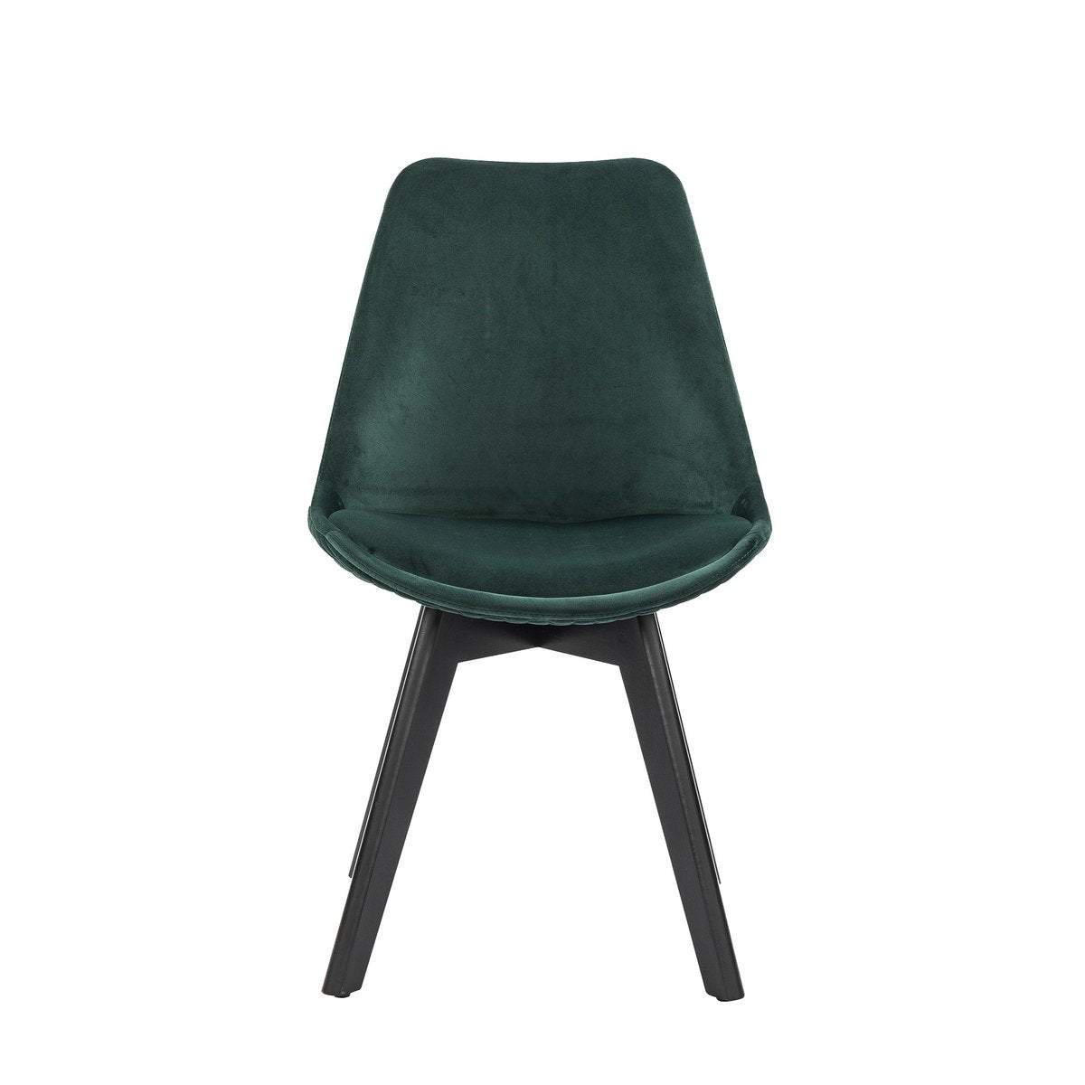 Set of 2 dining chairs in green velvet