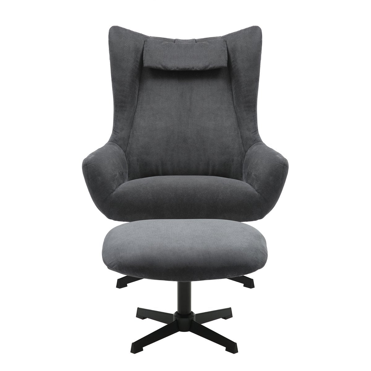 Sessel und Hocker Cordoptik Grau