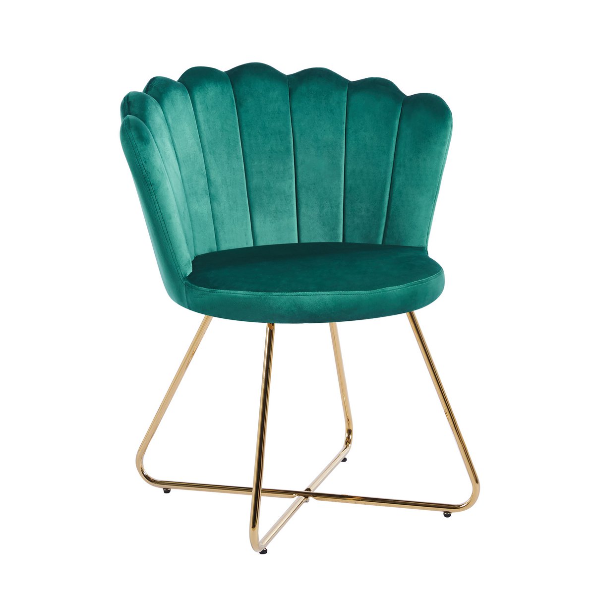 Set of 2 green velvet shell chairs