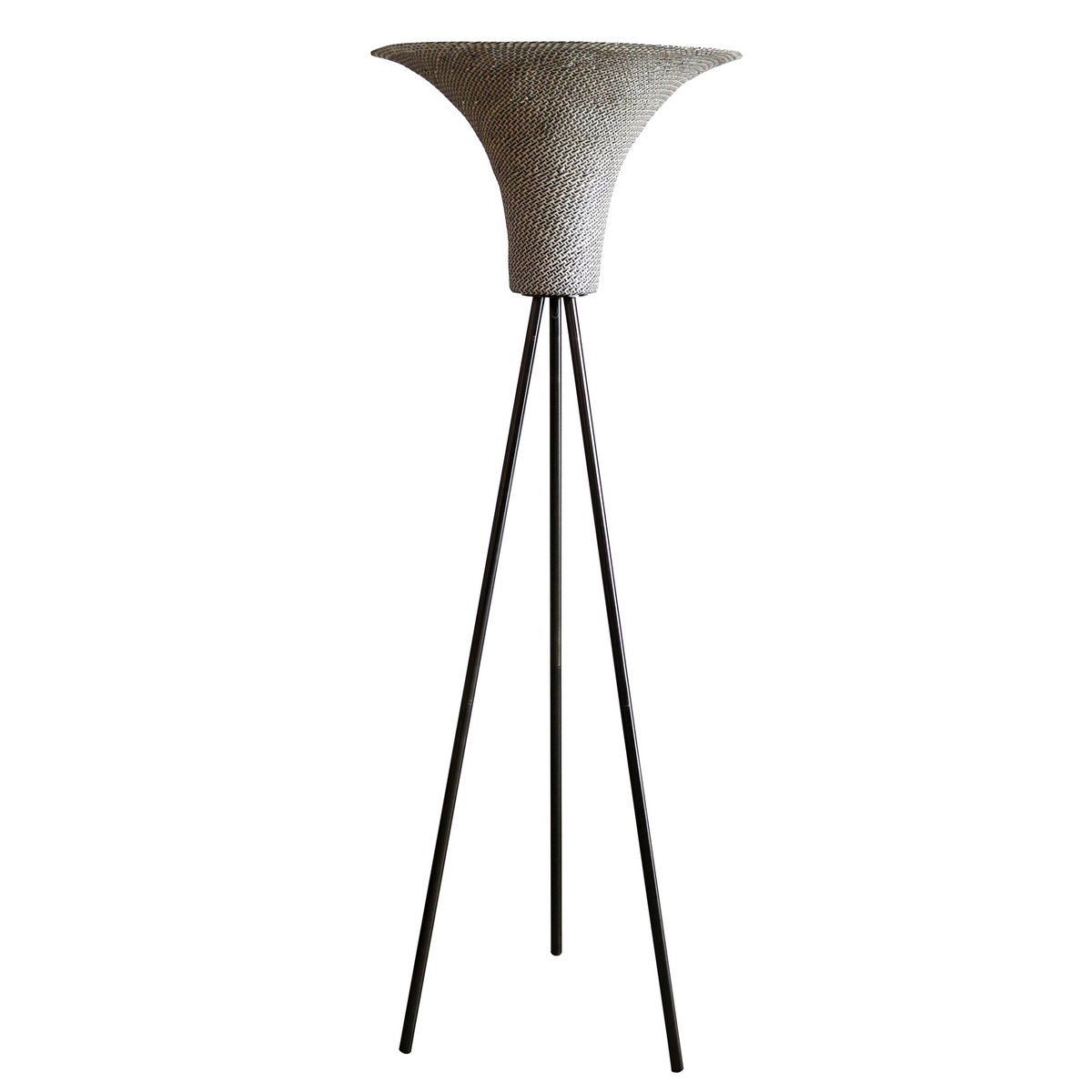 Floor lamp with braided shade natural/black 152 cm