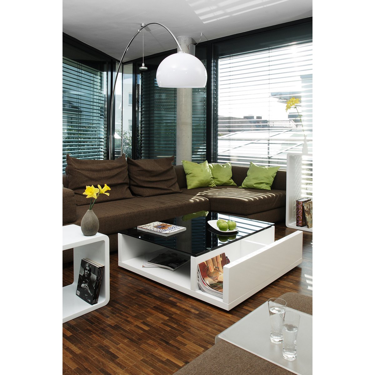 Coffee table white/black 100x100 cm
