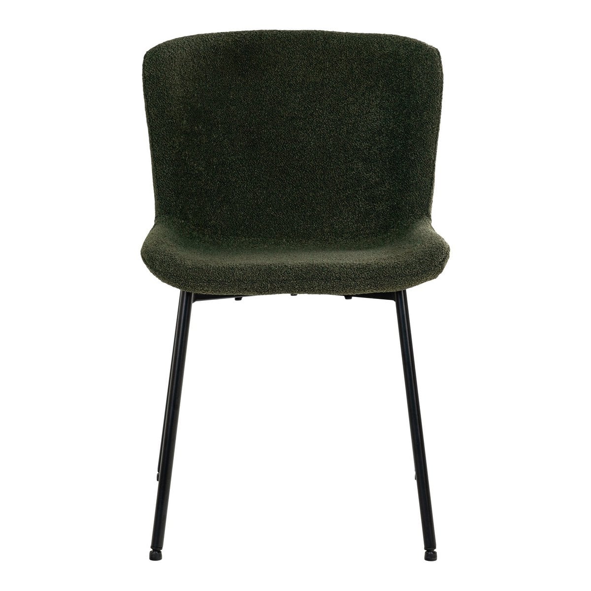Maceda Esszimmerstuhl – Dunkelgrünes Bouclé, schwarze Beine – 2er-Set