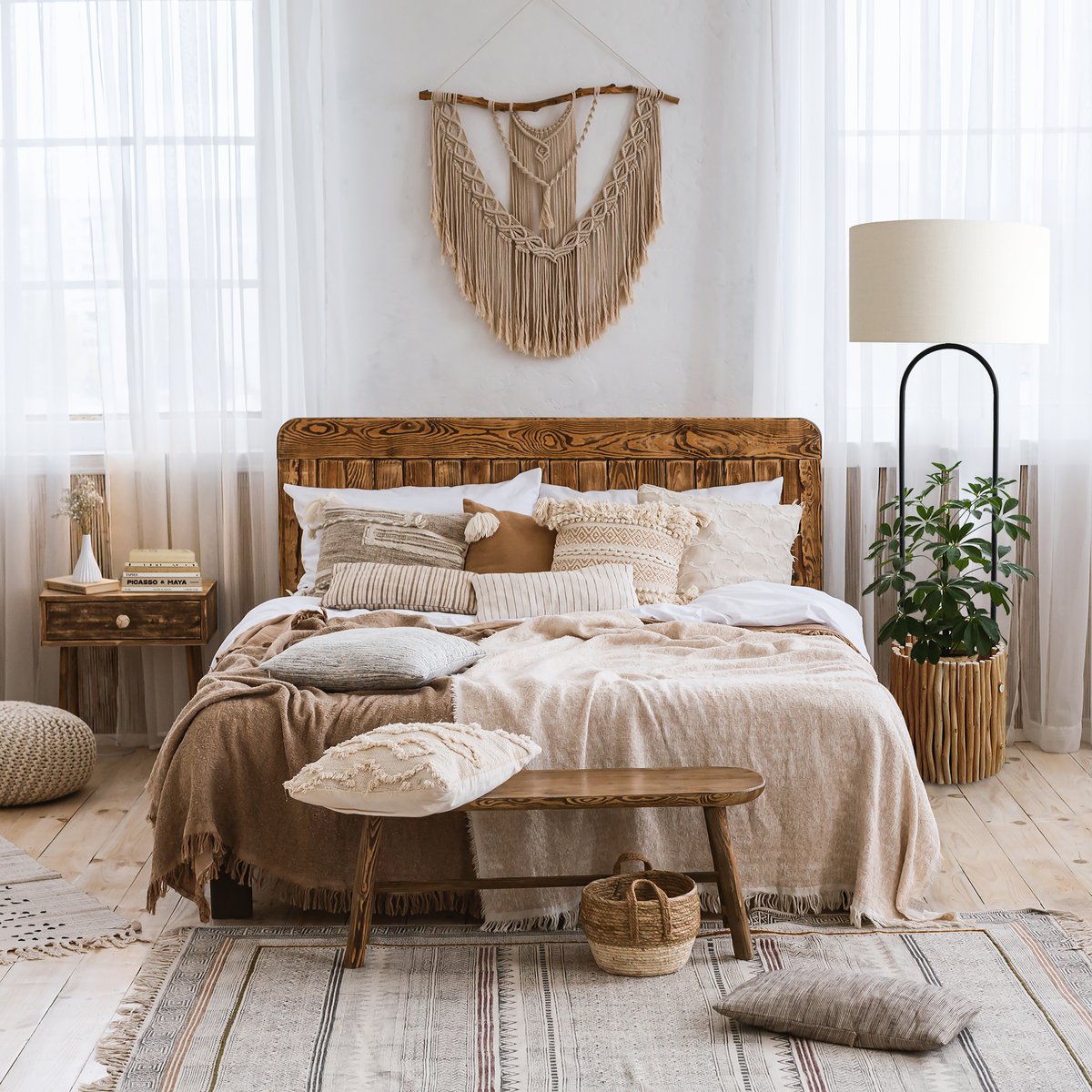 Floor lamp driftwood natural/white 155 cm