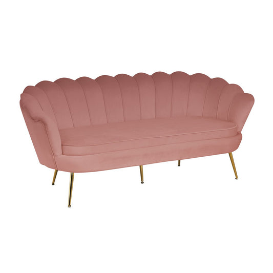 Shell sofa 3 seater in rose velvet