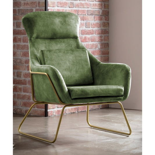 Velvet velor relax armchair green