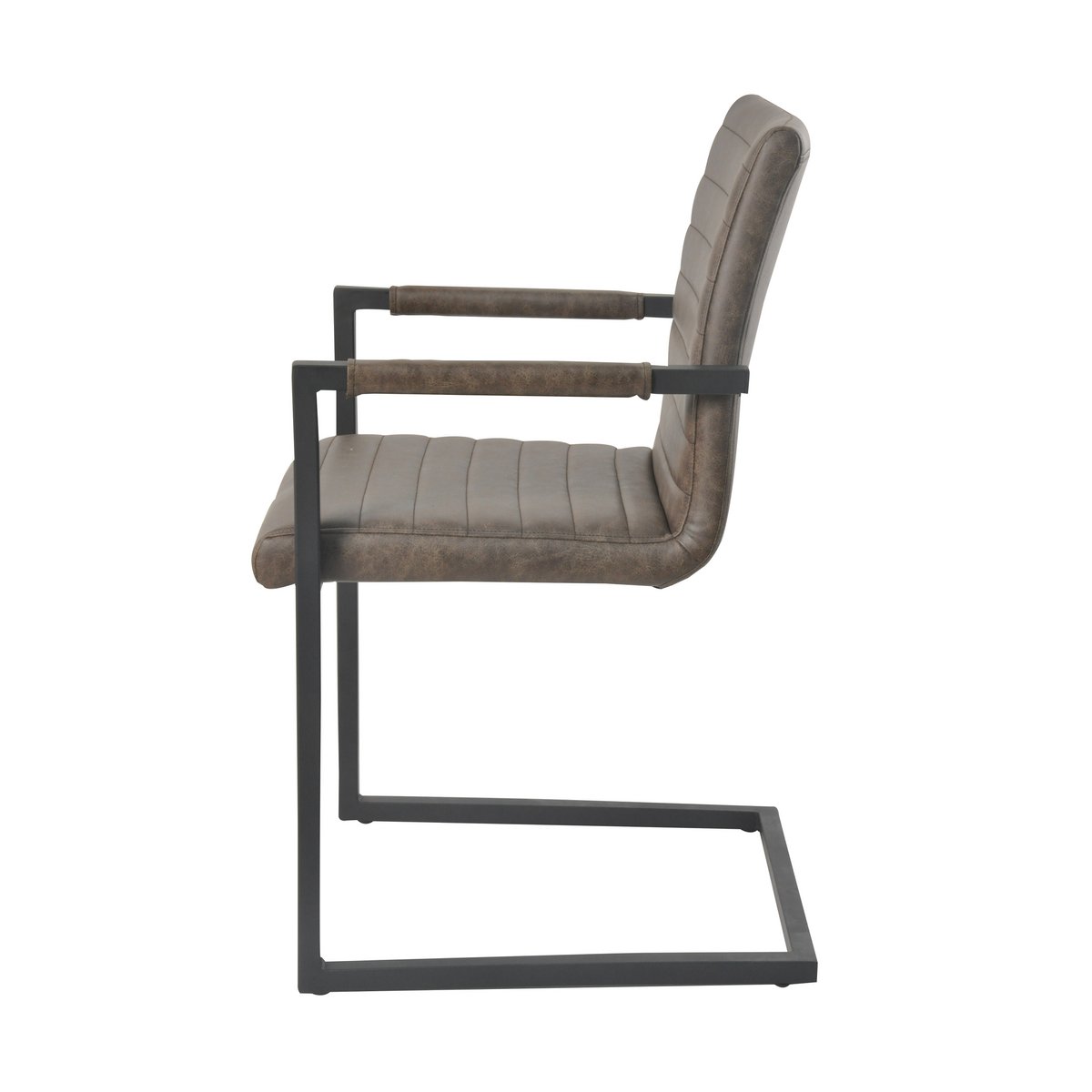 Dining chair, set of 2, dark brown faux leather look