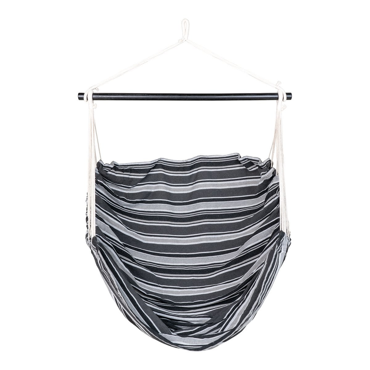 Lamia Hängemattenstuhl – Grau/Schwarz, 85 % Baumwolle, 15 % Polyester, Lärche